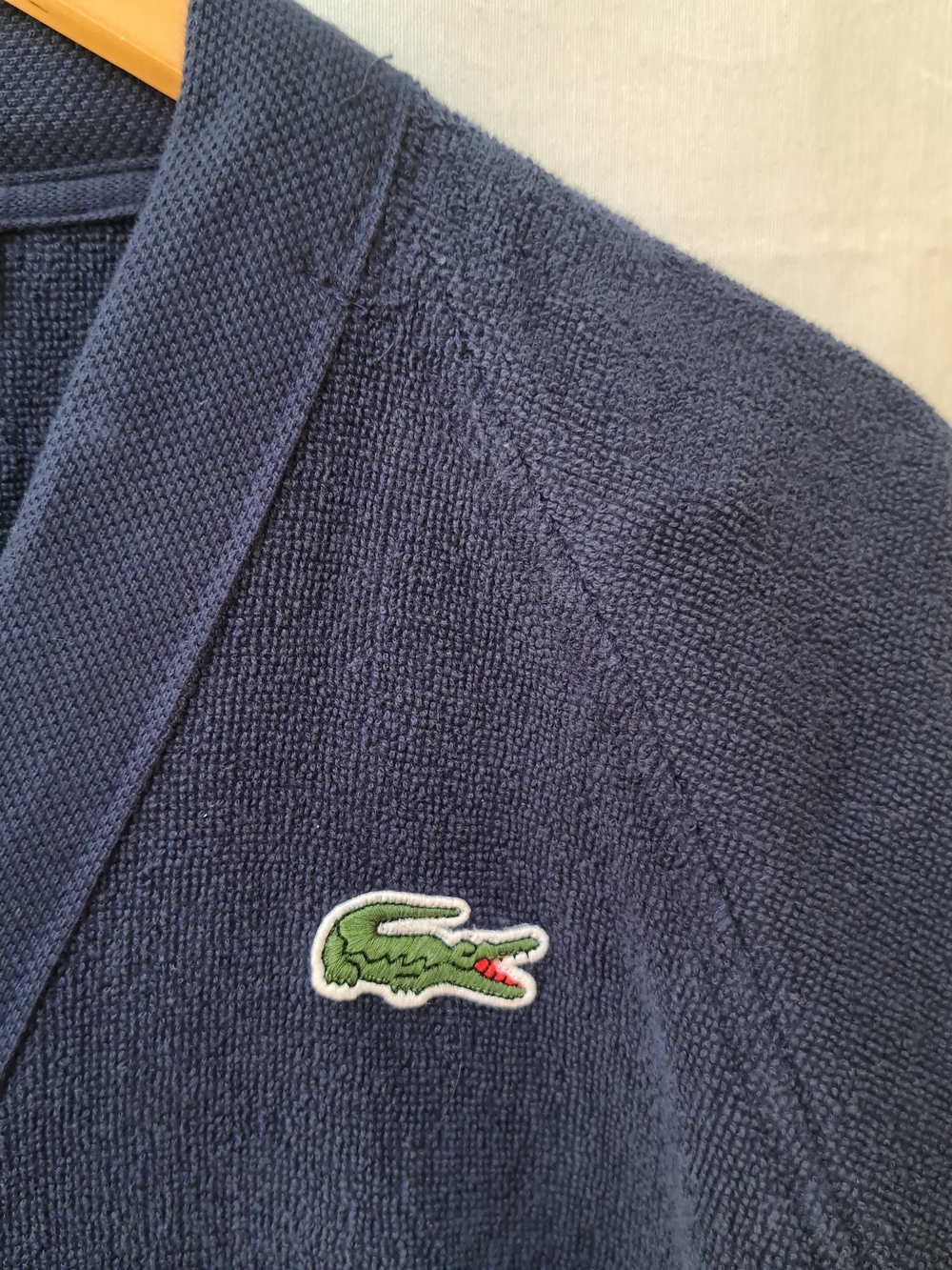 Lacoste Mens Classic Pique Robe Navy Blue Cotton Blend Bathrobe NWT Large - Picture 3 of 7